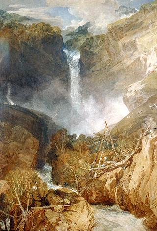 瑞士奥伯拉斯利山谷里的雷琴巴赫瀑布