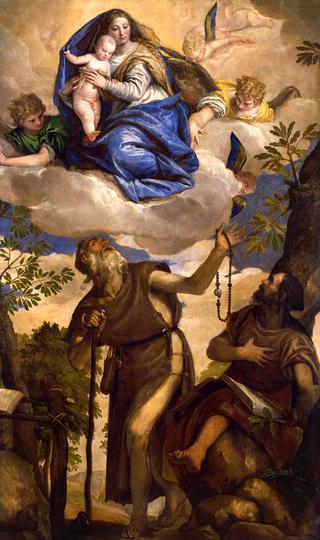 The Virgin and Child with Angels Appearing to Saints Anthony Abbot and Paul, the Hermit