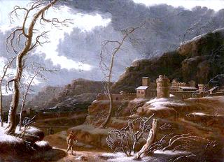 A Winter Landscape with Fortified Buildings