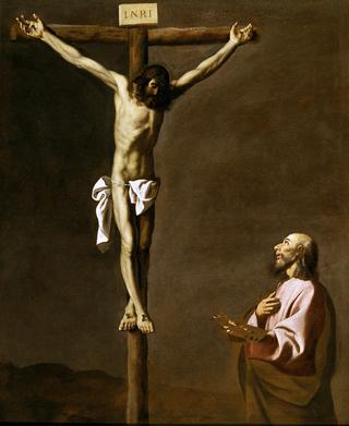 Saint Luke as a Painter before Christ on the Cross