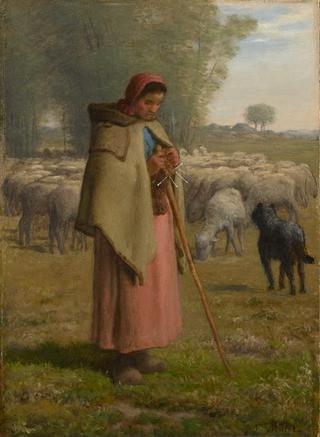 Young Girl Guarding Sheep