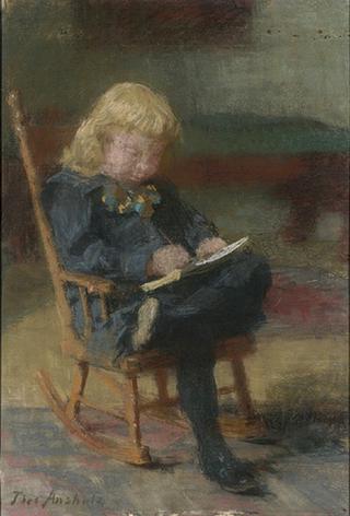 Child Seated in a Rocking Chair, Writing