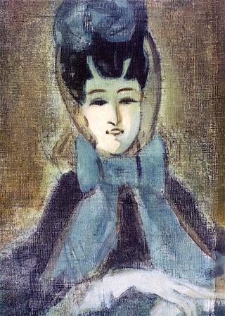 Lady with Blue Hat, after Constantin Guys