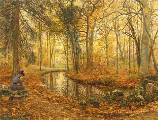 Landscape with Woman by Stream