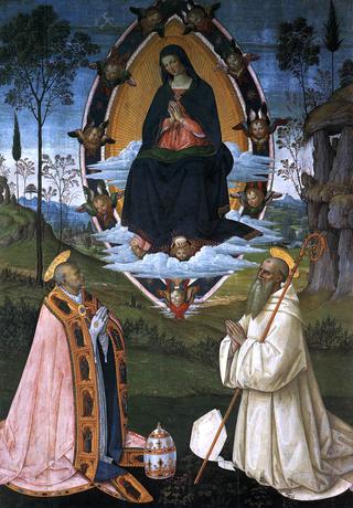 The Ascended Virgin with Sts Gregory the Great and Benedict