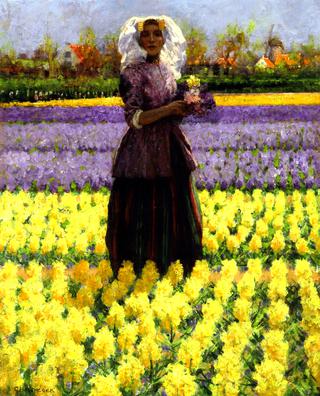 Woman in a Field of Hyacinths