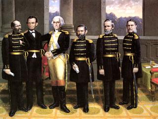 Lincoln with Washington and His Generals
