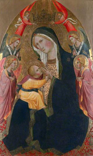 谦卑的圣母玛利亚与崇拜的天使