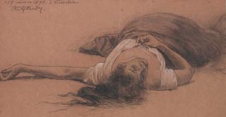 Study of a recumbent woman for the painting Murder in the House