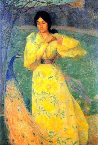 Woman with Peacock