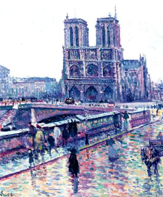 Banks of the Seine with Notre-Dame in the Rain