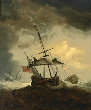 Small Ship Dismasted in a Gale