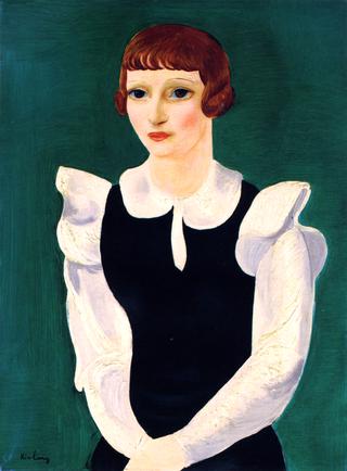 Portrait of a Young Woman on a Green Background