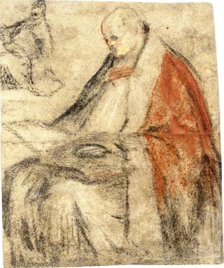 Study of a Seated Bishop Reading a Book on his Lap