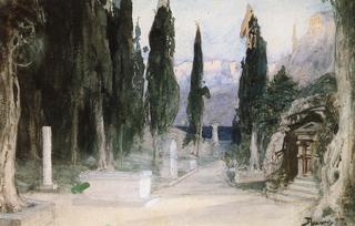 Cemetery and Cypress Trees