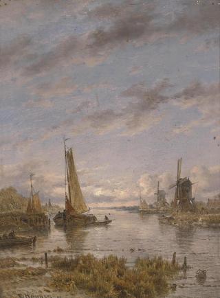 Dutch canal with sailing boats