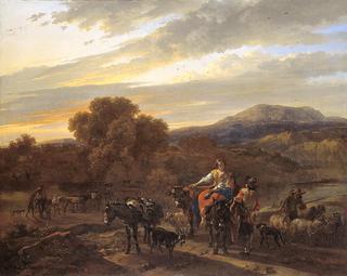 Southern Landscape with Shepherds, Sheep and Cows