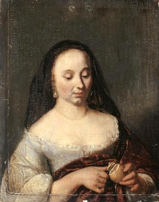 Woman Slicing a Lemon
