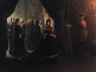 Empress Catherine II at the Funeral of Empress Elizabeth (study)