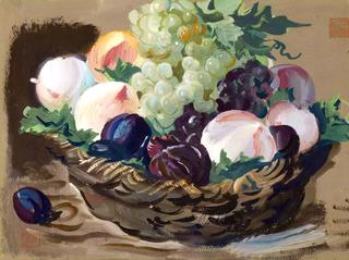 Still life with white grapes