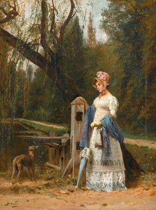 Elegant lady and her whippet