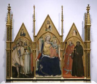 Madonna and Child Enthroned with Saints Christopher, Blaise, Sebastian and Francis