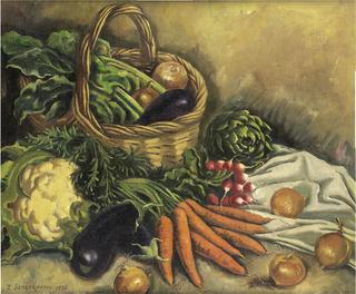 Still life with cauliflower and vegetables