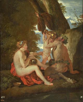 Bacchic Scene or Nymph and Drinking Satyr