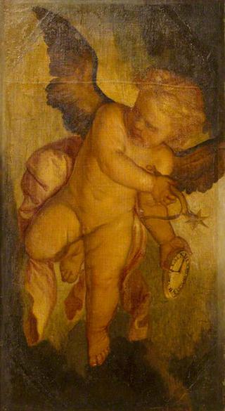 Cupid Carrying a Spur and a Clock