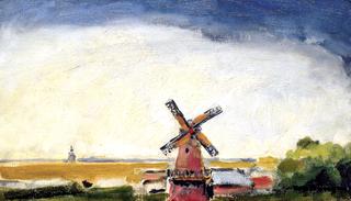 Dutch Landscape, Polder with Windmill