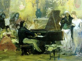 Chopin in a Berlin Salon (study)