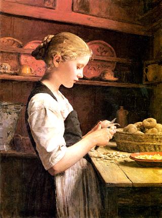 Girl Peeling Potatoes