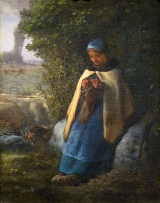 The Shepherdess Seated on a Rock (The Knitter)