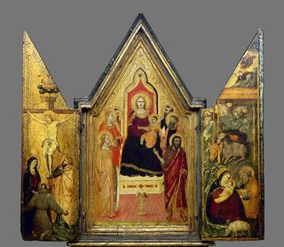 Triptych:  The Virgin Enthroned with Saints, the Crucifixion and the Nativity