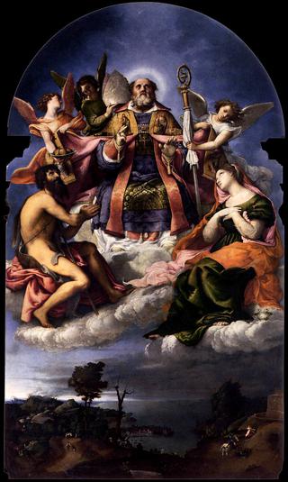 Saint Nicholas in Glory with Saints John the Baptist and Lucy