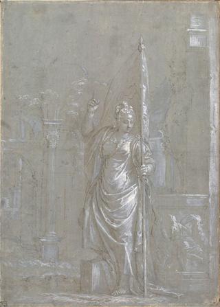 Allegoric Figure Holding a Banner