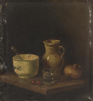 Still Life with a Pitcher, a Bowl, a Glass and Vegetables