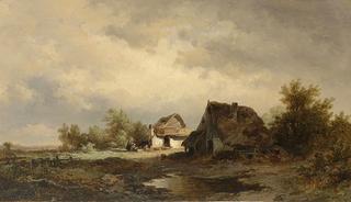 Landscape with huts on the heath