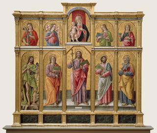 Polyptych with Saint James Major, the Madonna and Child and Saints