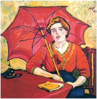 Girl in Red with a Parasol