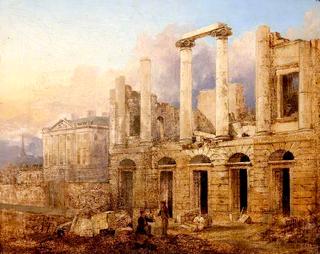 1829年1月火灾后皇后街皇家旧剧院
