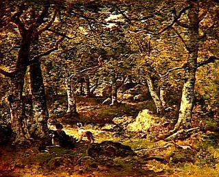Woman and Dog in the Forest of Fontainbleau