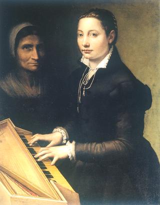 Self Portrait at Spinet with Attendant