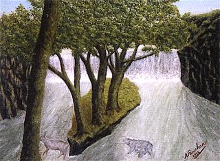 Stag and Boar Fording a River