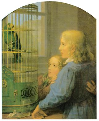 Two Children with Parrot