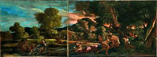 View of Grottaferrata, made up of Venus and Adonis and Landscape with a river god