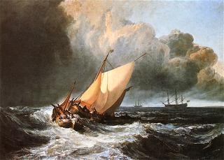 Dutch Boats in a Gale: Fishermen Endeavoring to Put Their Fish on Board
