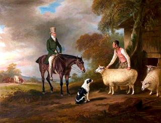 约翰·帕尔默爵士和他的牧羊人约翰·格林在他最喜欢的母马上