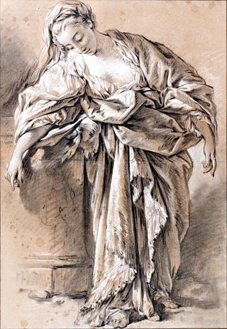 Study of a Woman Leaning on a Pedestal