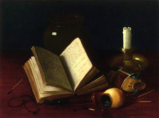 Still LIfe with Pipe, Candlestand and Book